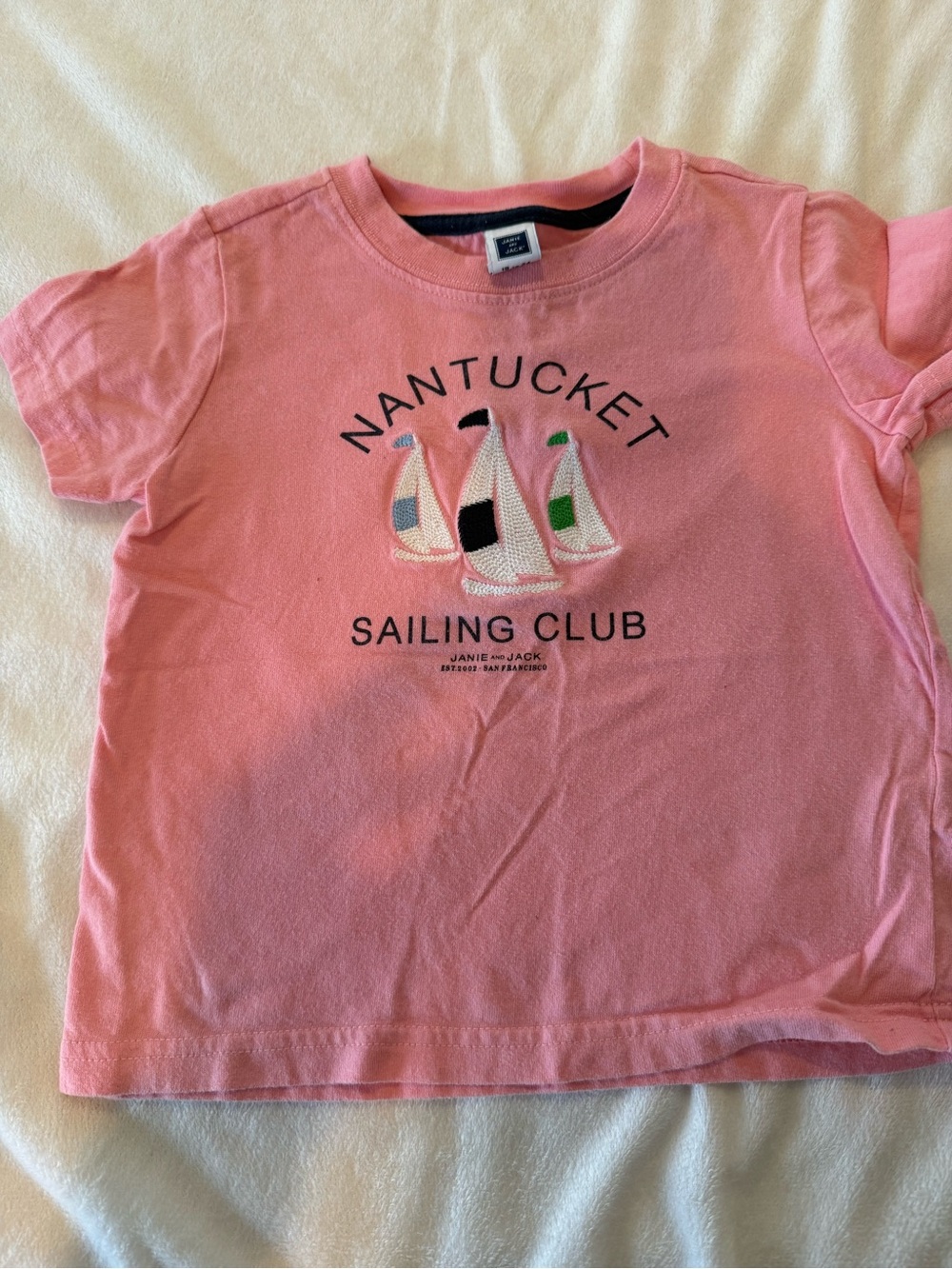 Janie and Jack Pink Nantucket Sailing Club Embroidered Tee